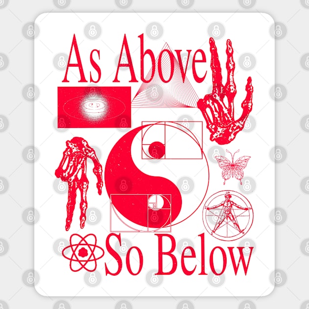 As Above So Below - Red Psychedelic Sacred Geometry Yin & Yang Very Cool Magnet by blueversion